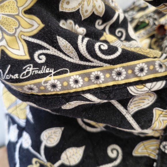 Vera Bradley Black Yellow Button Floral Paisley Tote Bag with Accessories Large - Picture 15 of 16